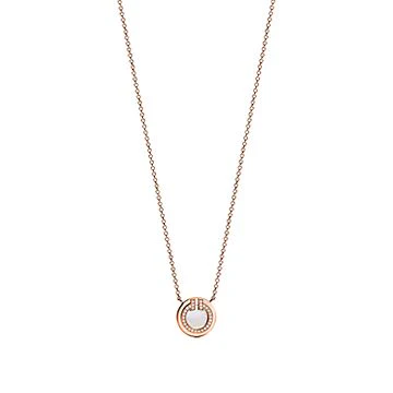 [TF]DIAMOND AND MOTHER PEARL CIRCLE NECKLACE PENDANT
