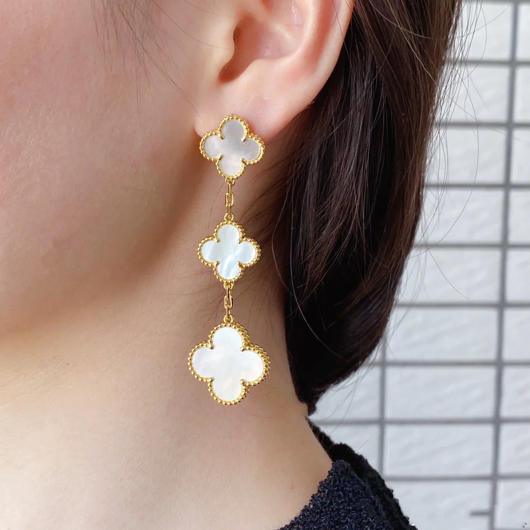 [VA]CLOVER MOP 3 MOTIFS GOLD EARRINGS
