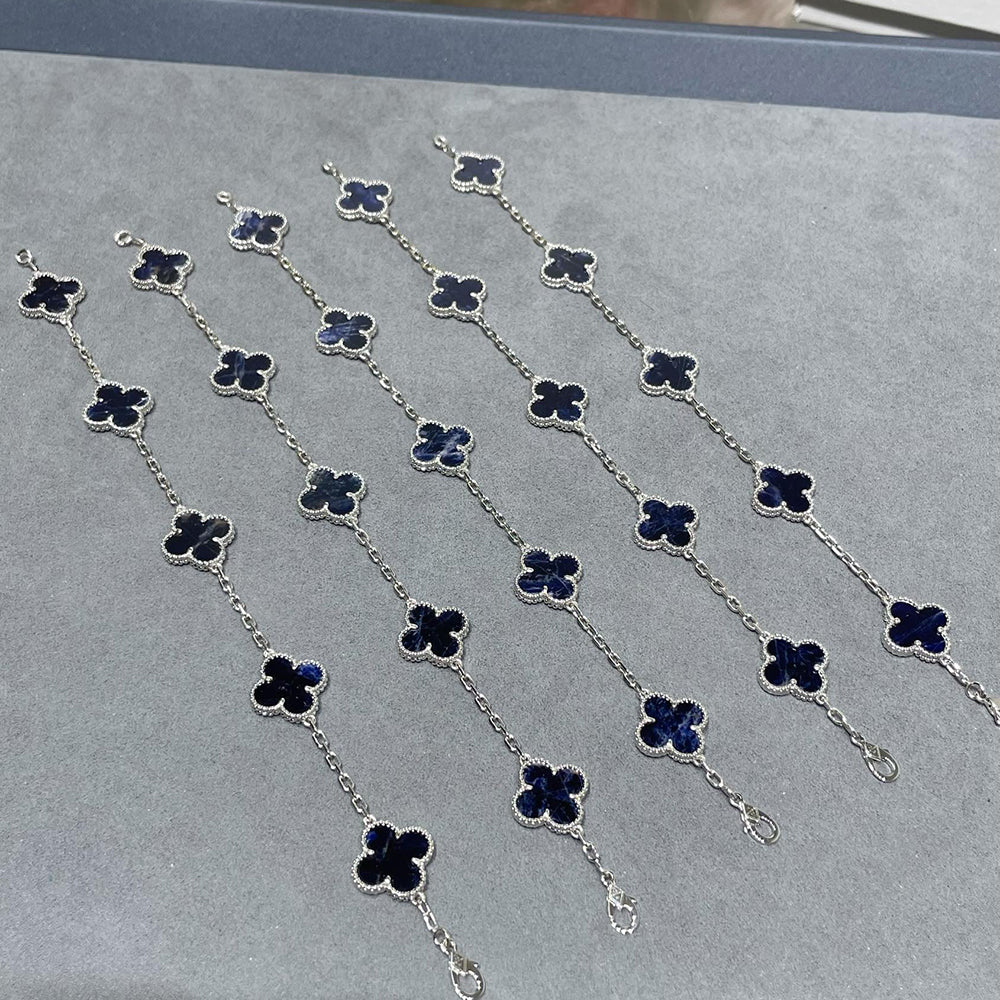 [VA]CLOVER 5 MOTIF PIETERSITE SILVER BRACELET
