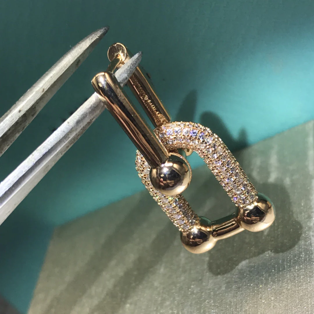 [TF]HARDWARE DROP EARRINGS DOUBLE LINK DIAMOND