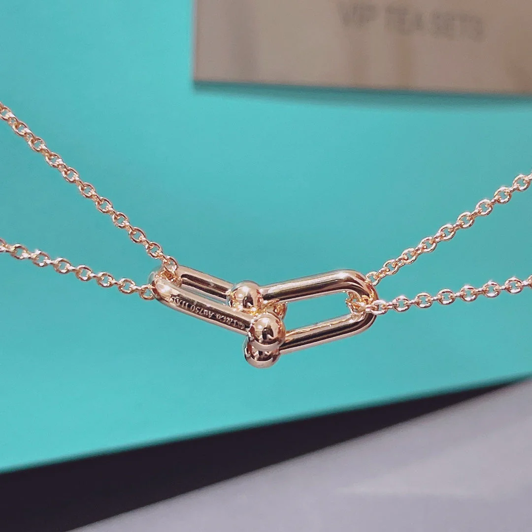 [TF]HARDWEAR DOUBLE LINK PEDANT ROSE GOLD NECKLACE