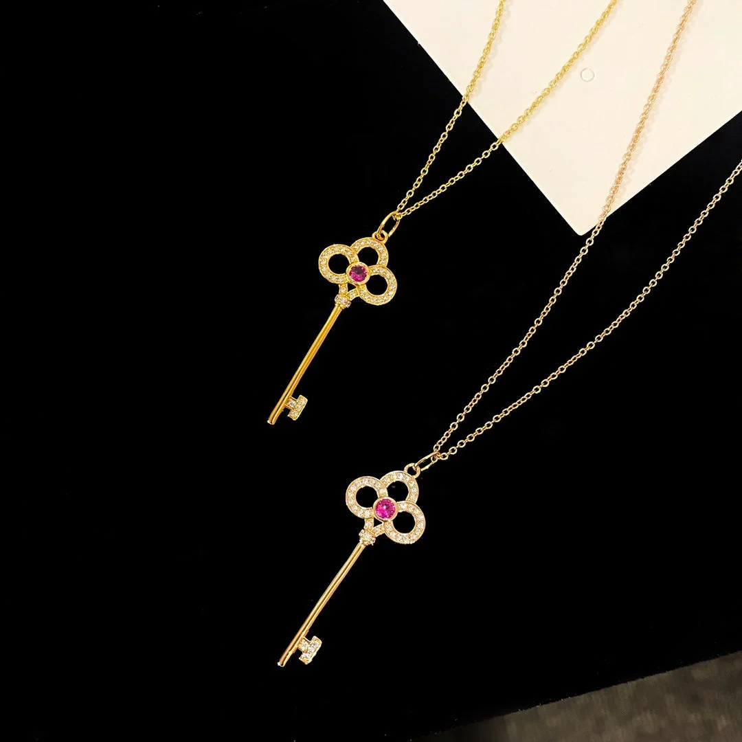 [TF]FLORET KEY PEDANT NECKLACE PINK DIAMOND