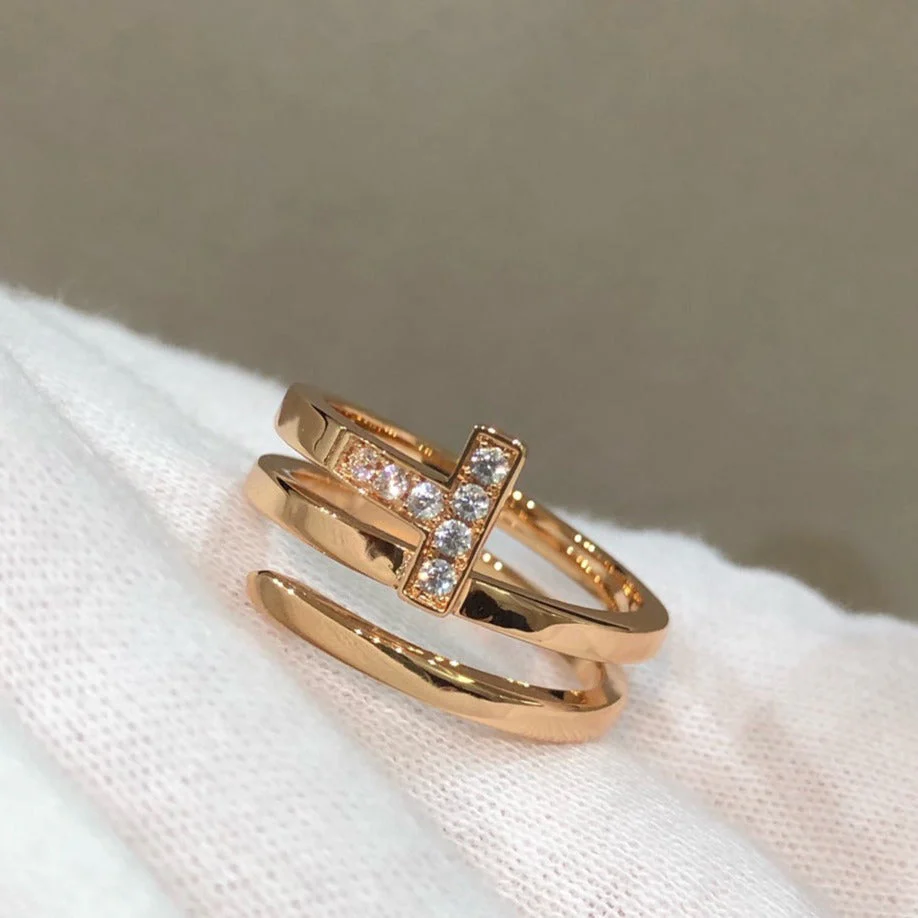 [TF]T WIRE DOUBLE ROWS RING ROSE GOLD