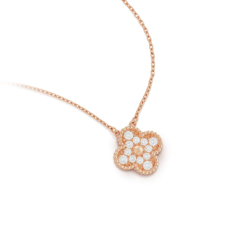 [VA]CLOVER 15MM DIAMOND SINGLE FLOWER NECKLACE