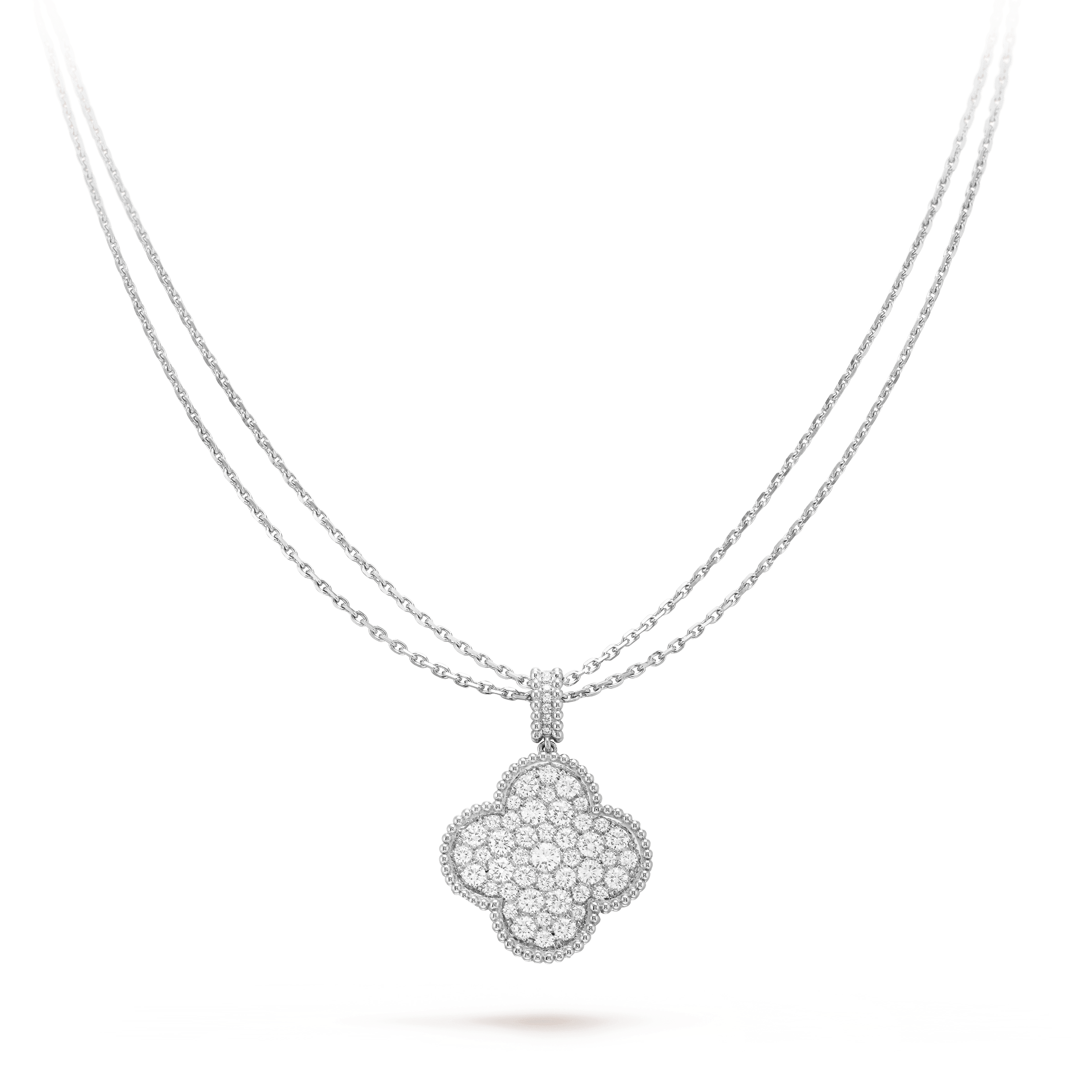 [VA]CLOVER 25MM SILVER FULL DIAMOND BIG CLOVER NECKLACE