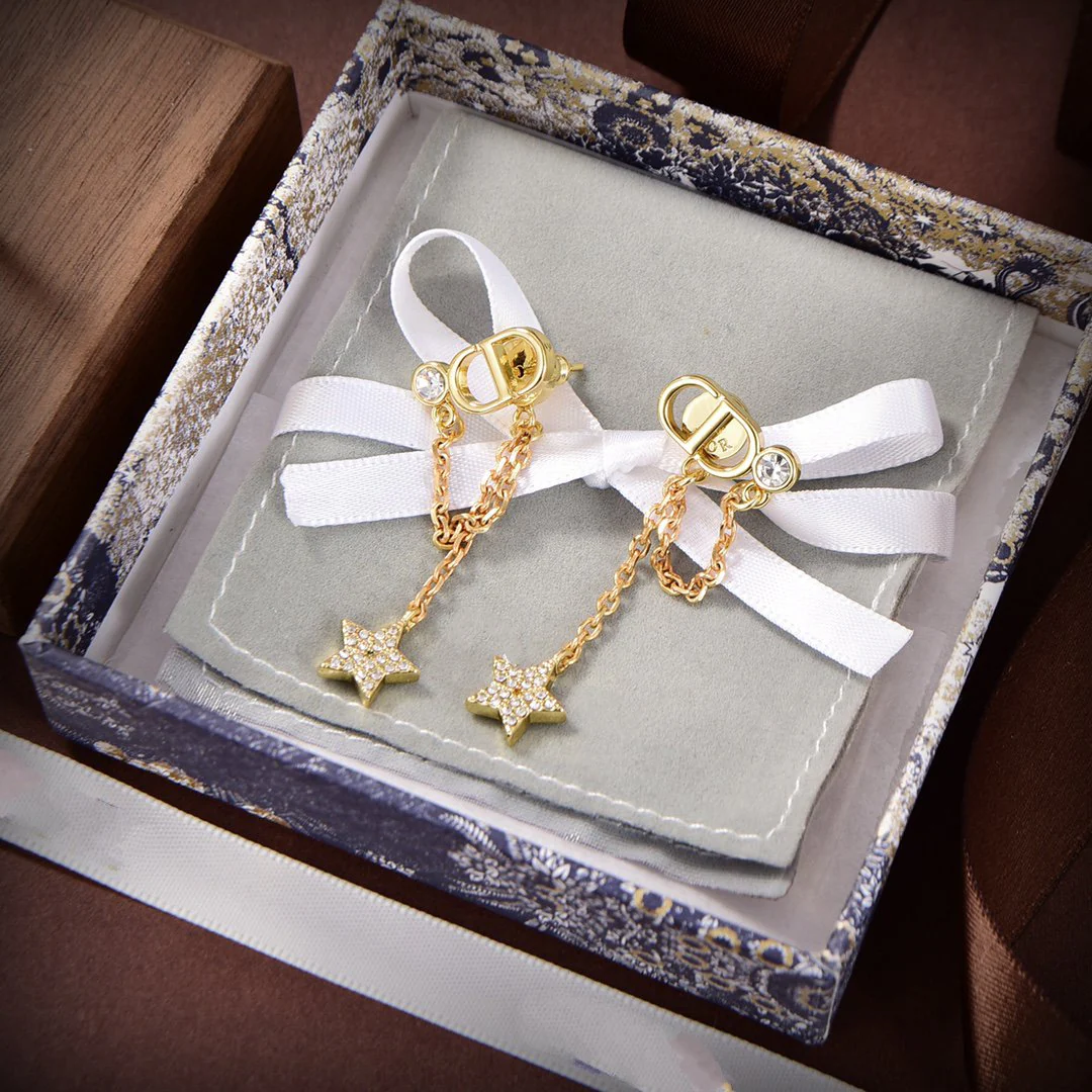 [CD]PETIT CD STAR GOLD DIAMOND EARRINGS