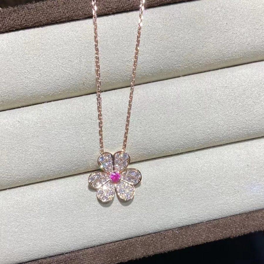 [VA]FRIVOLE ROSE GOLD FLOWER DIAMOND NECKLACE