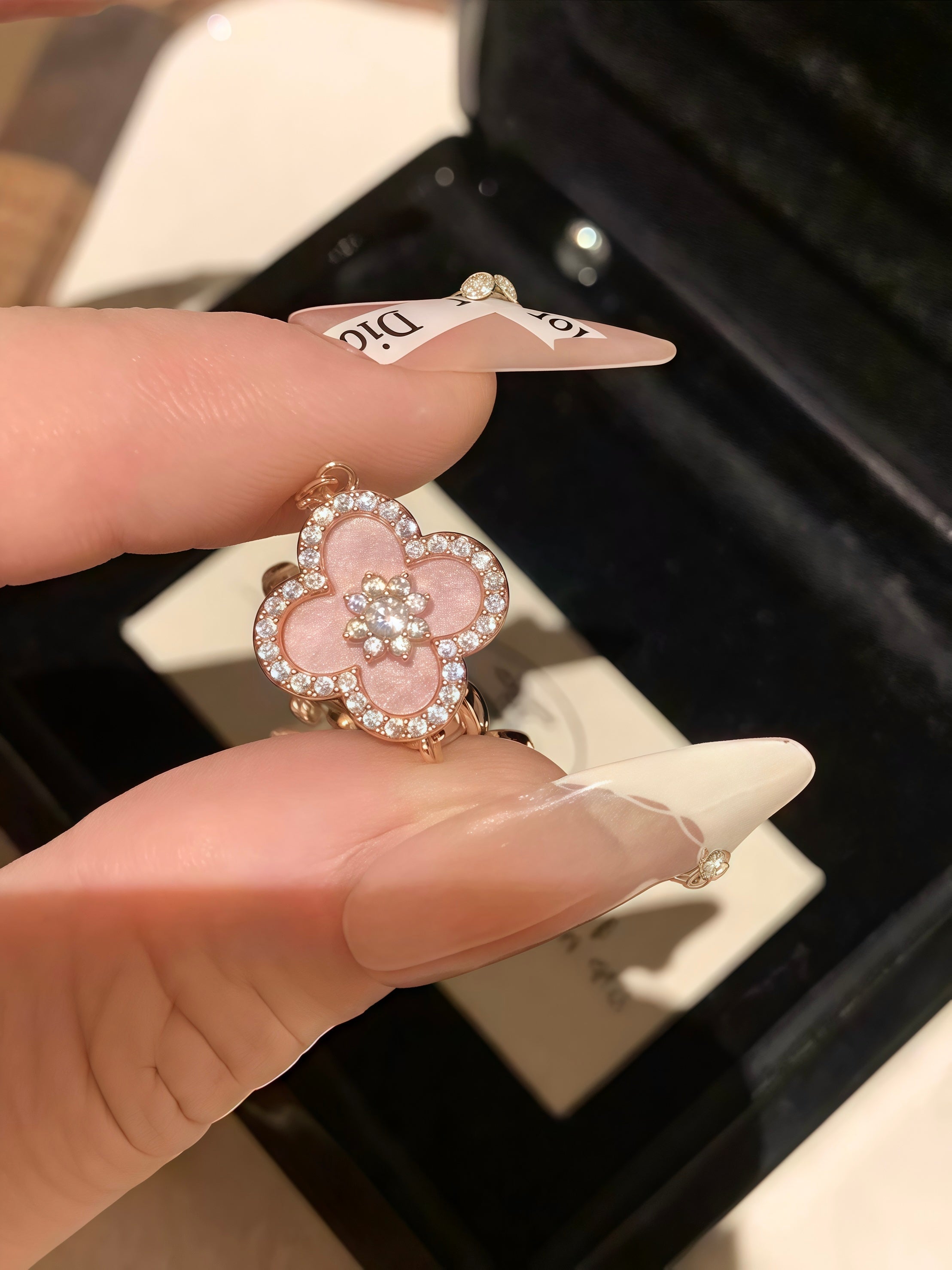 Sakura Pink Four Leaf Clover Lucky Bracelet