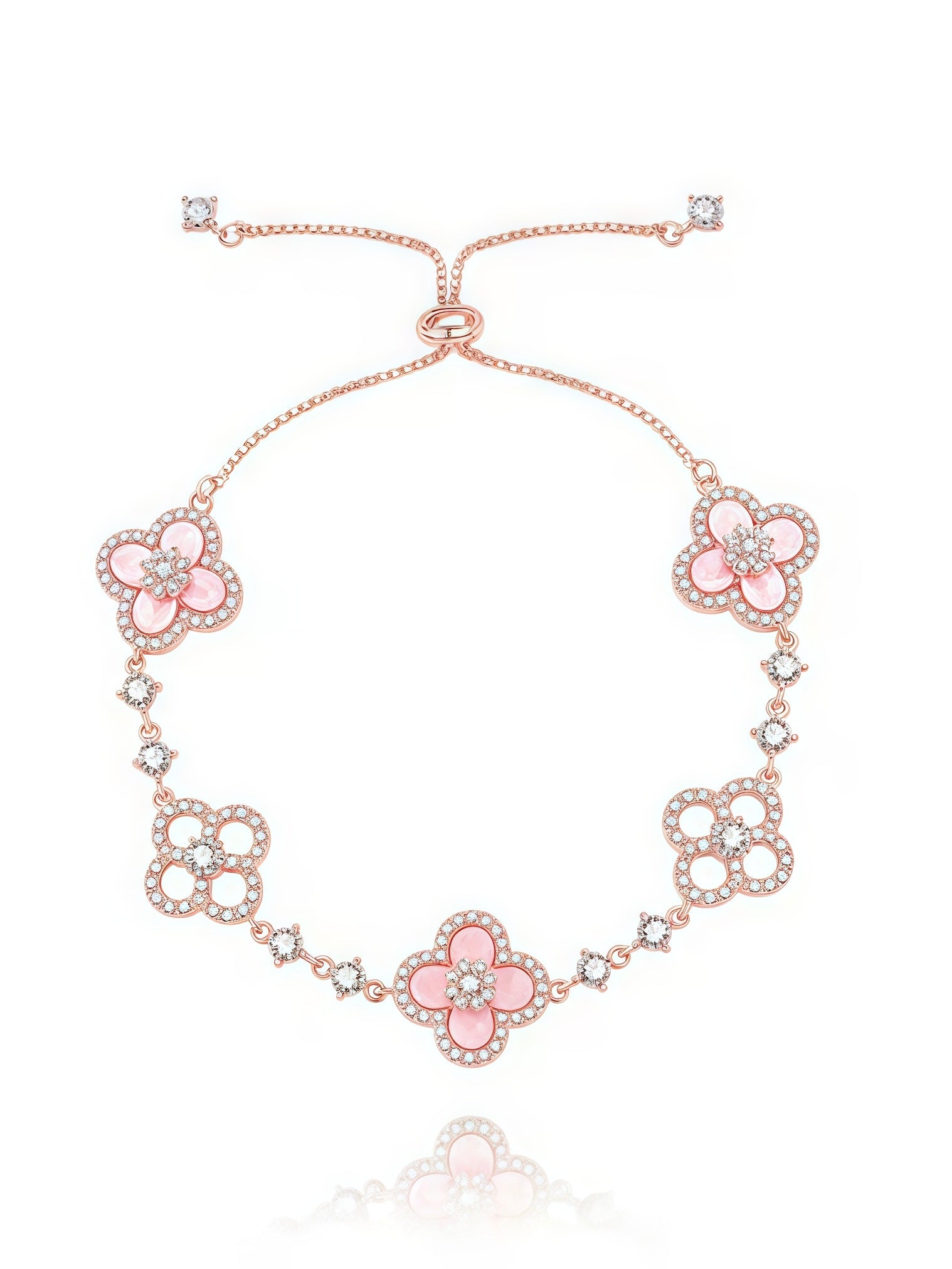 Sakura Pink Four Leaf Clover Lucky Bracelet